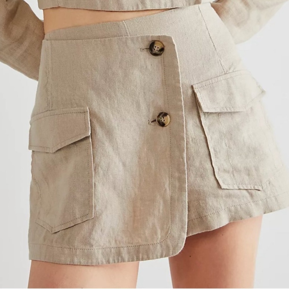 Free People Tan Skorts with Asymmetrical Wrap Design